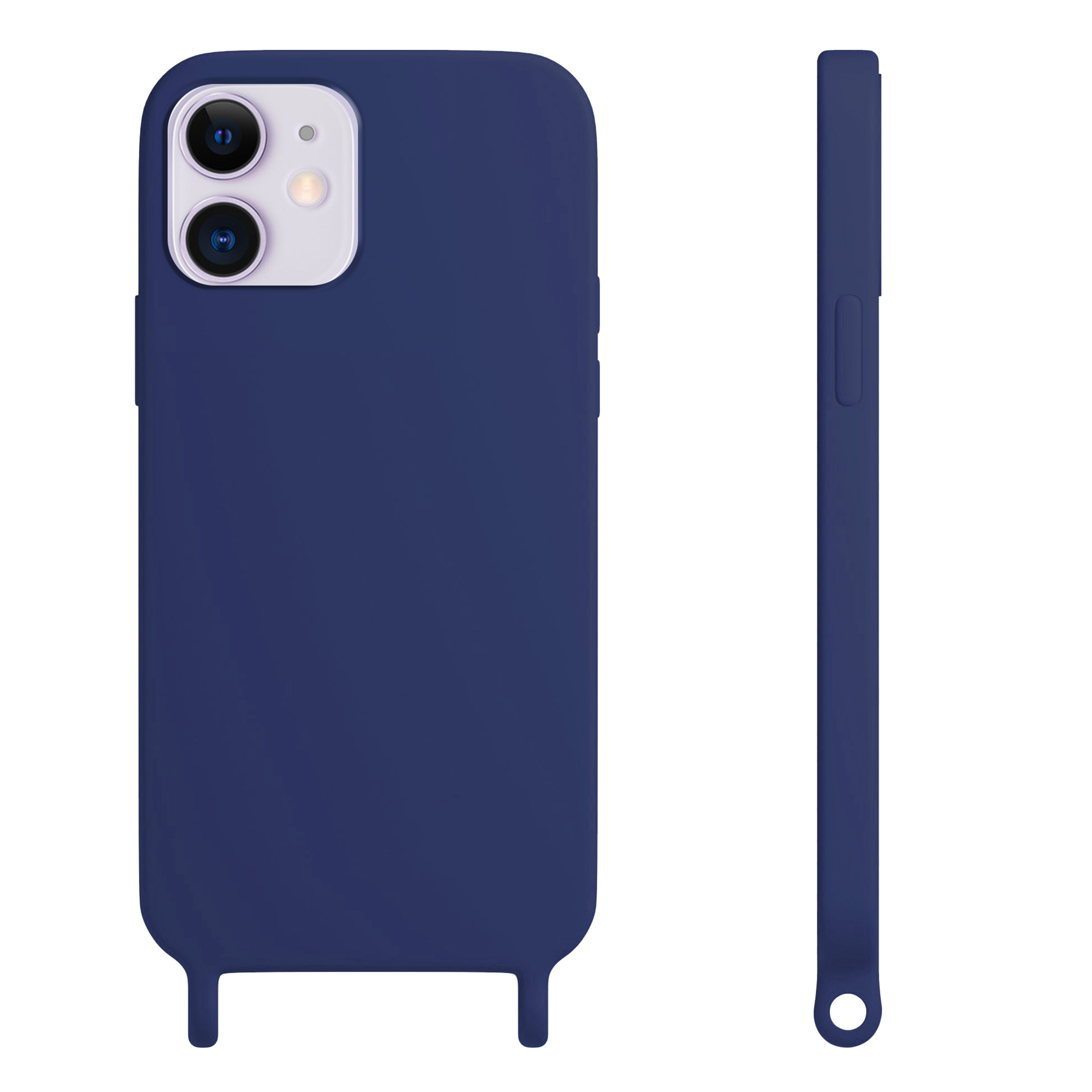 Coque anneaux silicone liquide compatible iPhone  11 - Bleu Marine