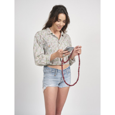 Chaîne perles 120cm Athènes - Rouge soutenu