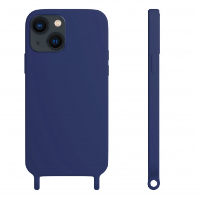 Coque anneaux silicone liquide compatible iPhone 13/14 - Bleu Marine