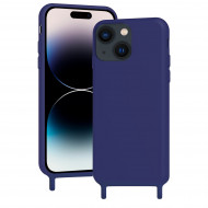 Coque anneaux silicone liquide compatible iPhone 13 PRO - Bleu Marine