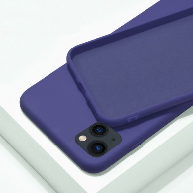 Coque anneaux silicone liquide compatible iPhone 14 Plus - Bleu Marine