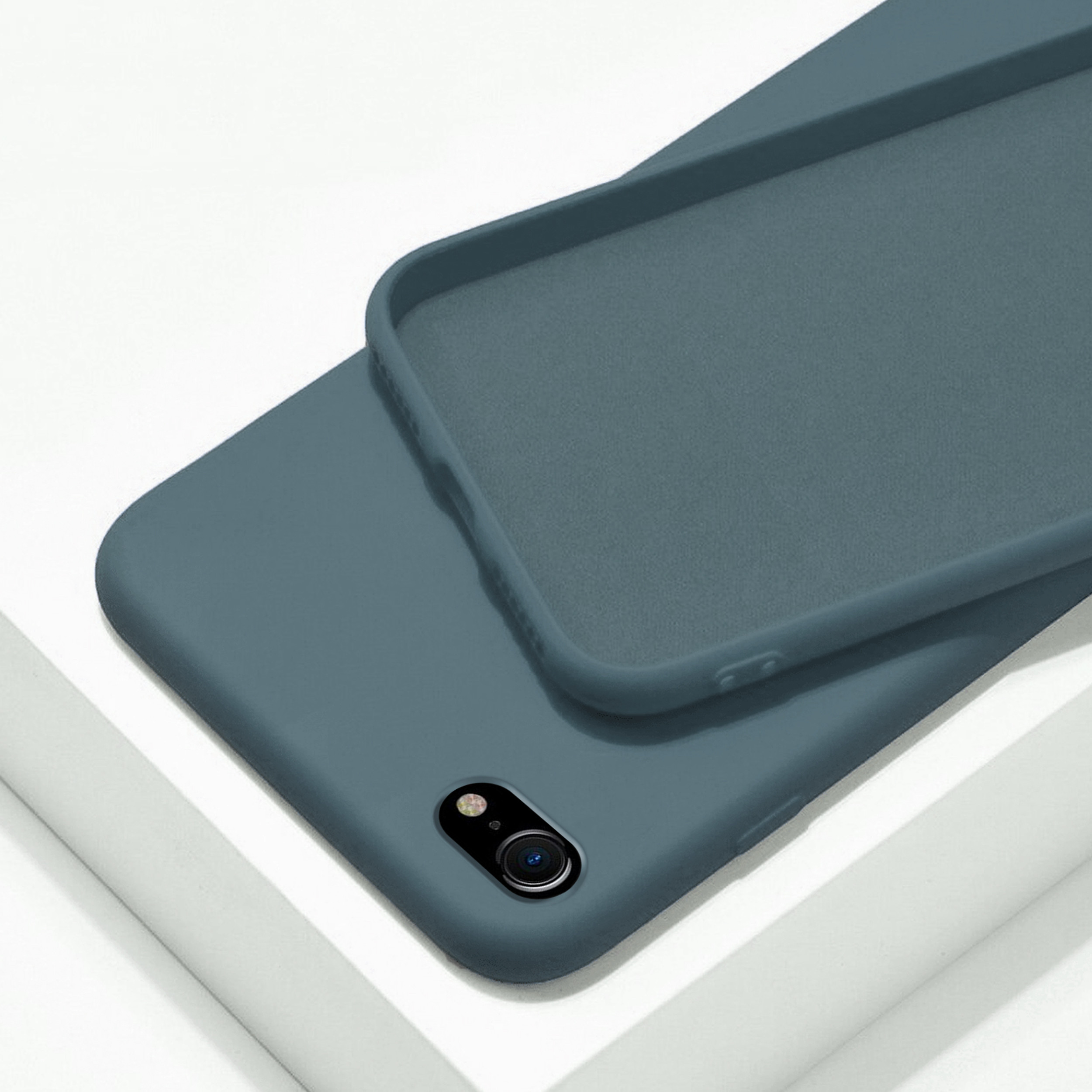 Coque anneaux silicone liquide compatible iPhone 6/7/8/SE - Vert Kaki