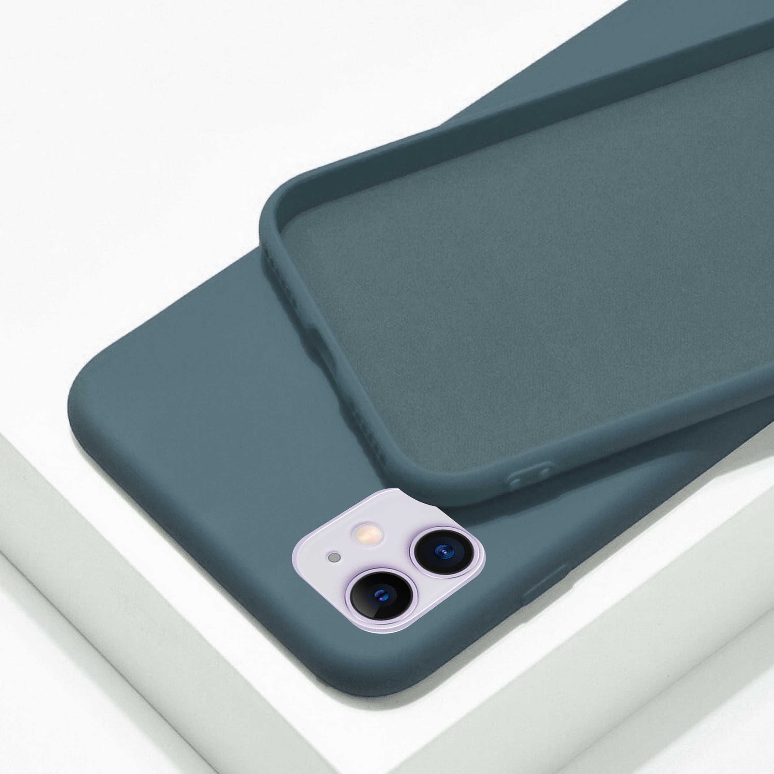 Coque anneaux silicone liquide compatible iPhone  11 - Vert Kaki