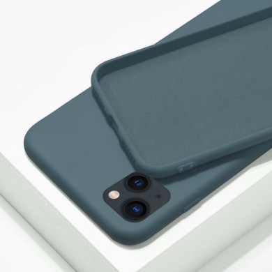 Coque anneaux silicone liquide compatible iPhone 13/14 - Vert Kaki