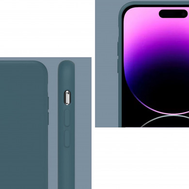 Coque anneaux silicone liquide compatible iPhone  14 PRO - Vert Kaki