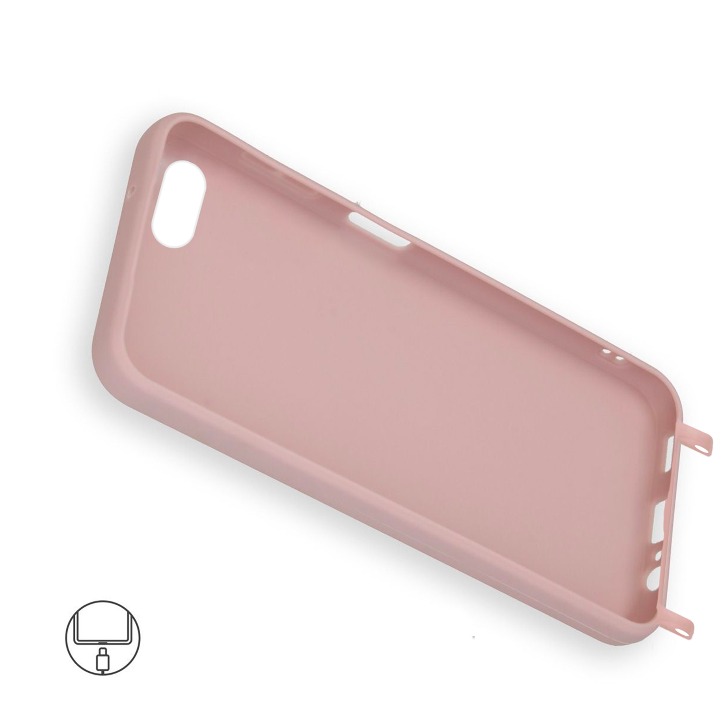 Coque anneaux silicone liquide compatible iPhone 6/7/8/SE - Rose