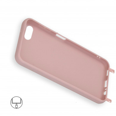Coque anneaux silicone liquide compatible iPhone 6/7/8/SE - Rose