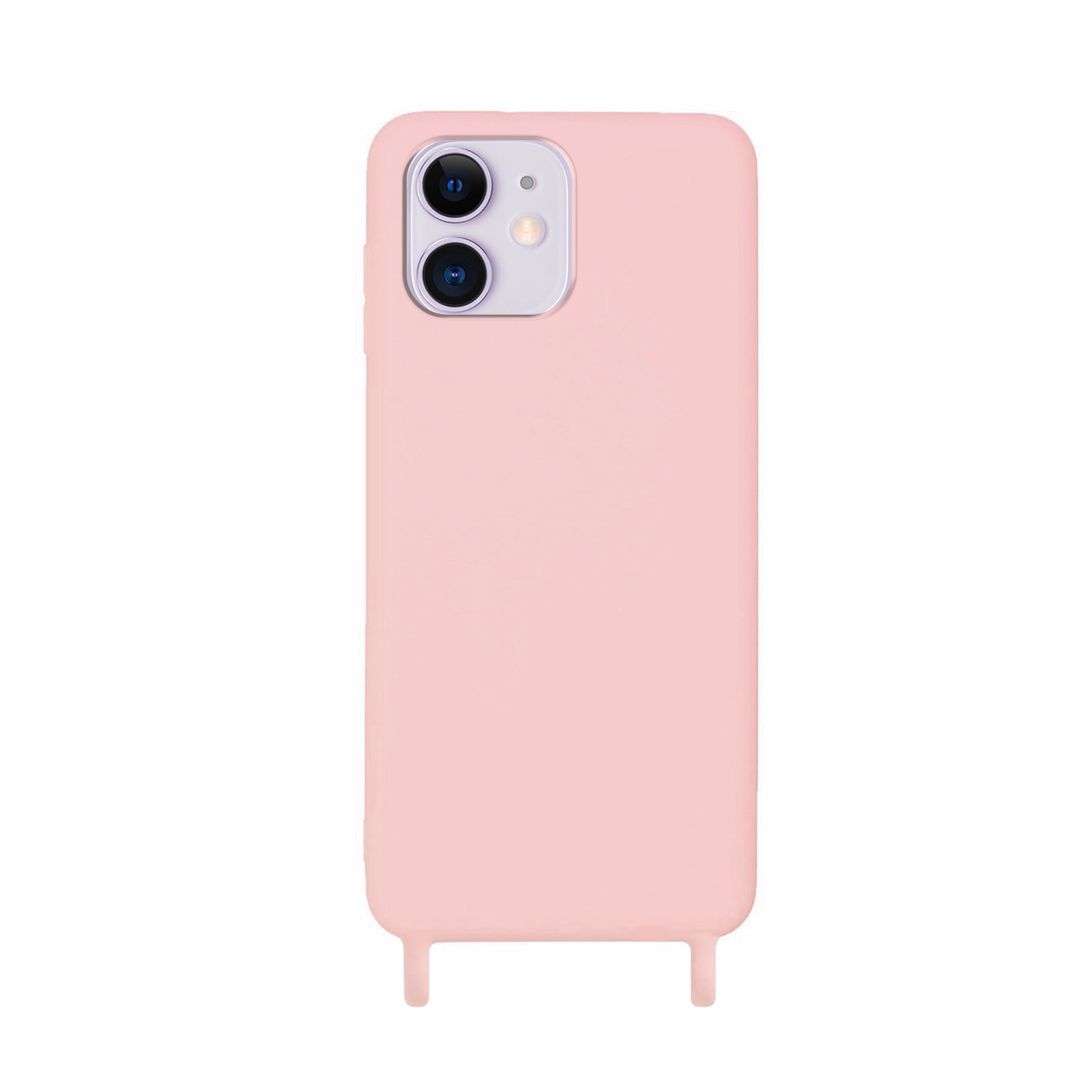 Coque anneaux silicone liquide compatible iPhone  11 - Rose