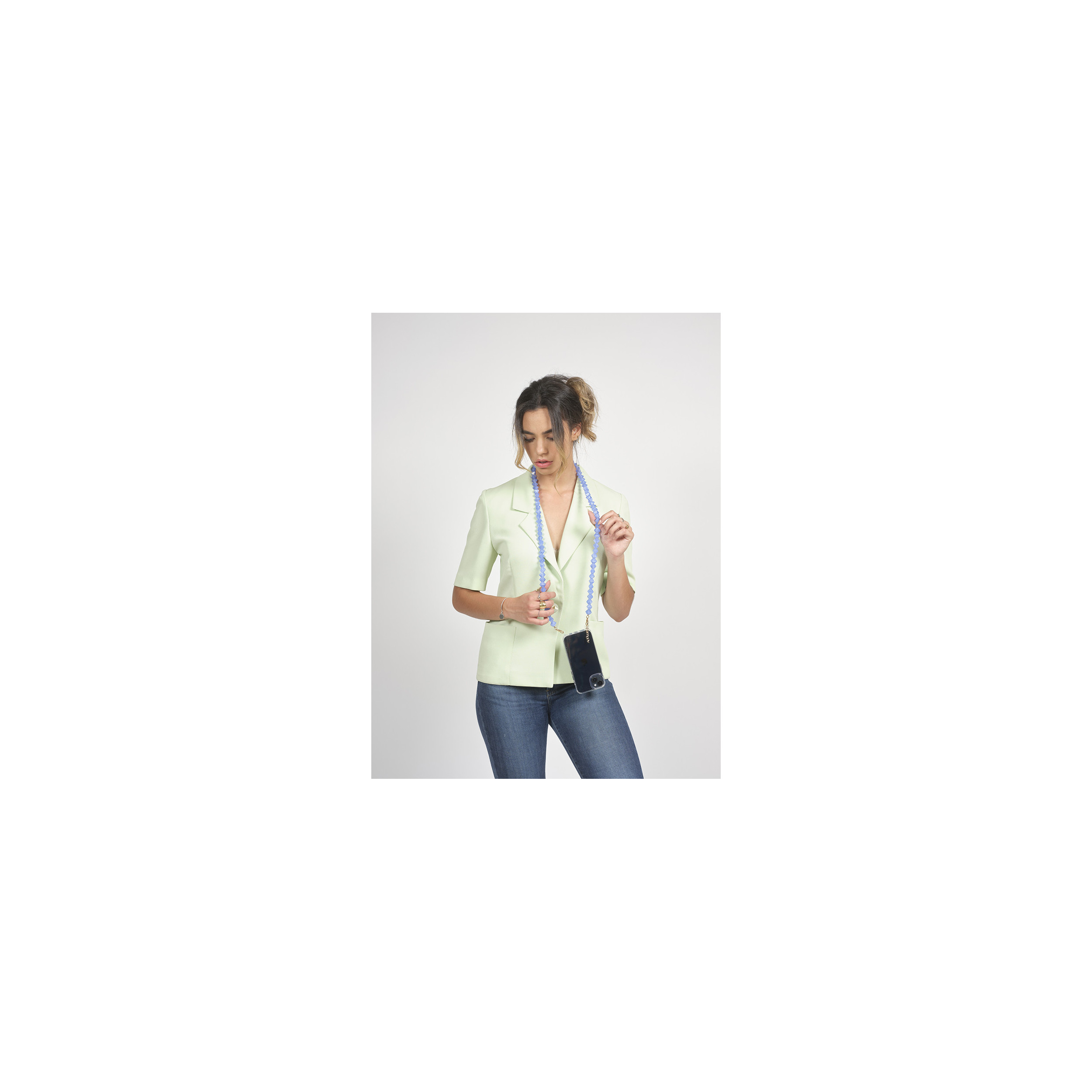 Chaîne perles 120cm Athènes - Bleu