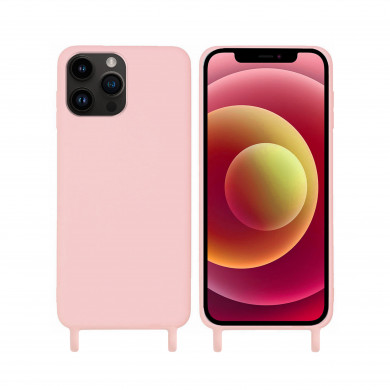 Coque anneaux silicone liquide compatible iPhone 12/12PRO - Rose