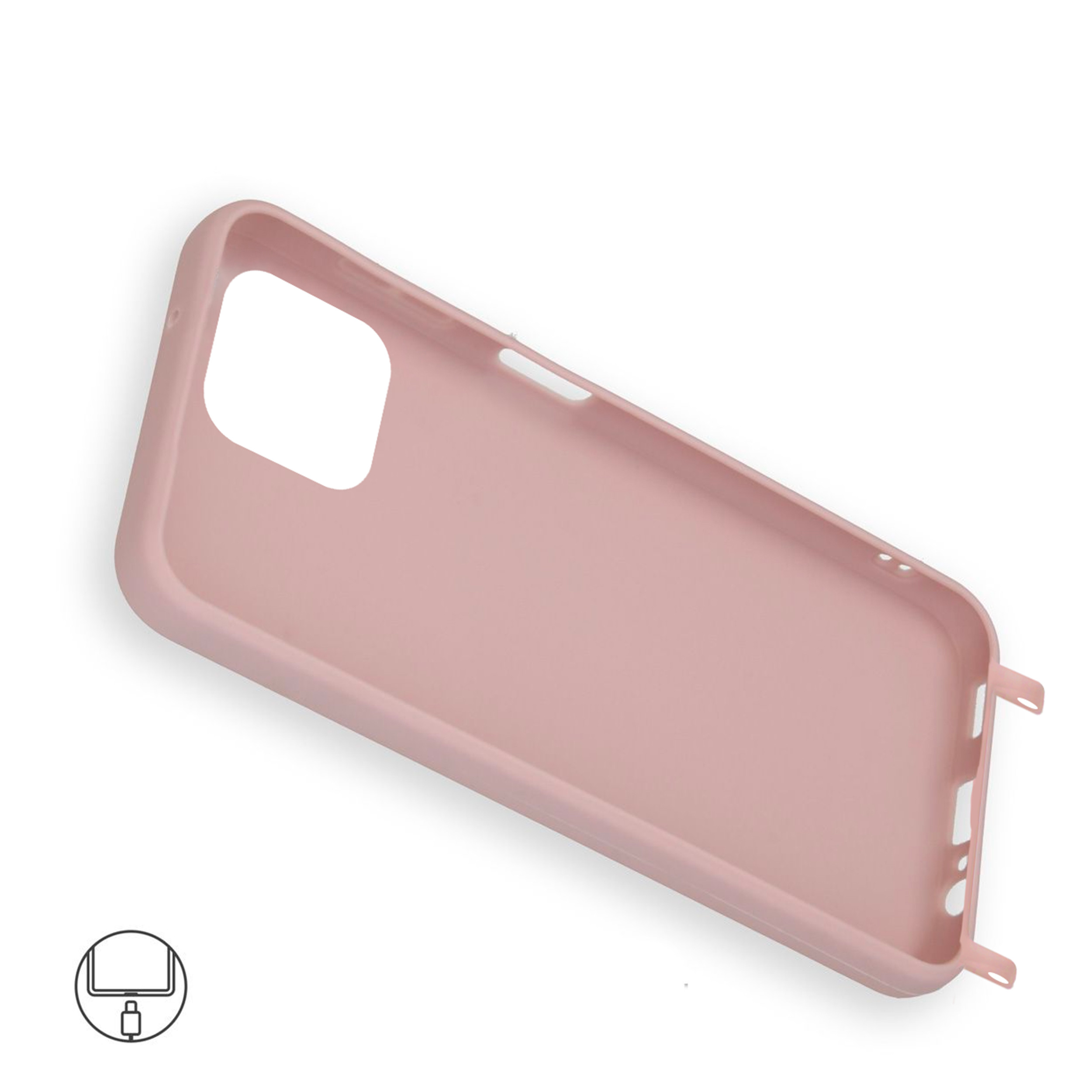 Coque anneaux silicone liquide compatible iPhone 12/12PRO - Rose