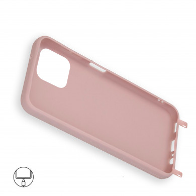 Coque anneaux silicone liquide compatible iPhone 12/12PRO - Rose