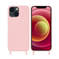 Coque anneaux silicone liquide compatible iPhone 12/12PRO - Rose