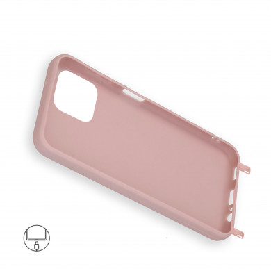 Coque anneaux silicone liquide compatible iPhone 13/14 - Rose