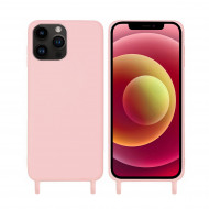 Coque anneaux silicone liquide compatible iPhone  14 PRO - Rose