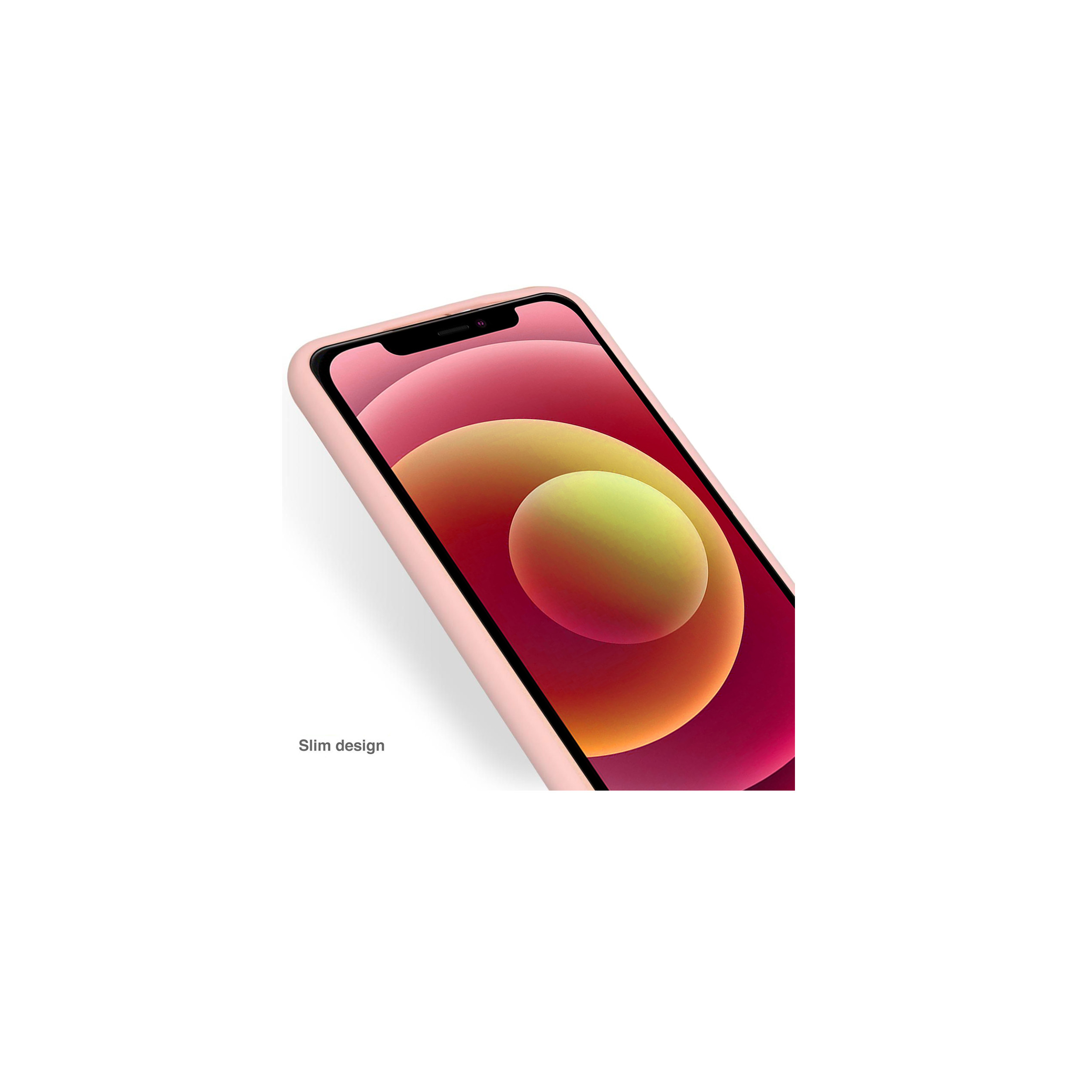 Coque anneaux silicone liquide compatible iPhone 13 PRO - Rose