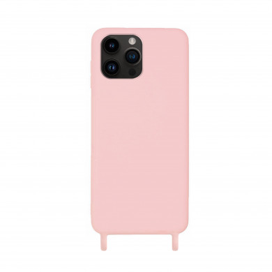 Coque anneaux silicone liquide compatible iPhone  14 PRO - Rose