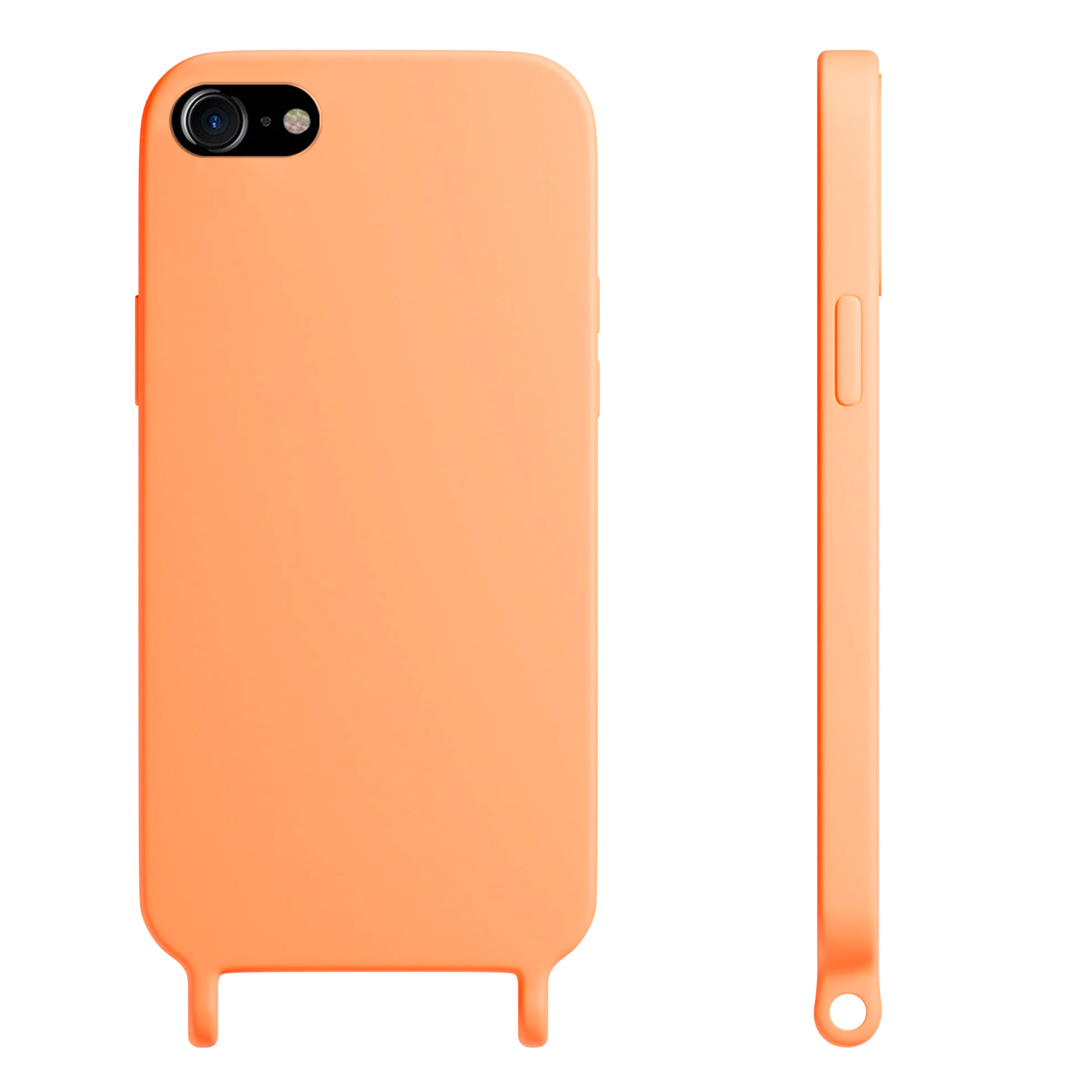 Coque anneaux silicone liquide compatible iPhone 6/7/8/SE - Orange