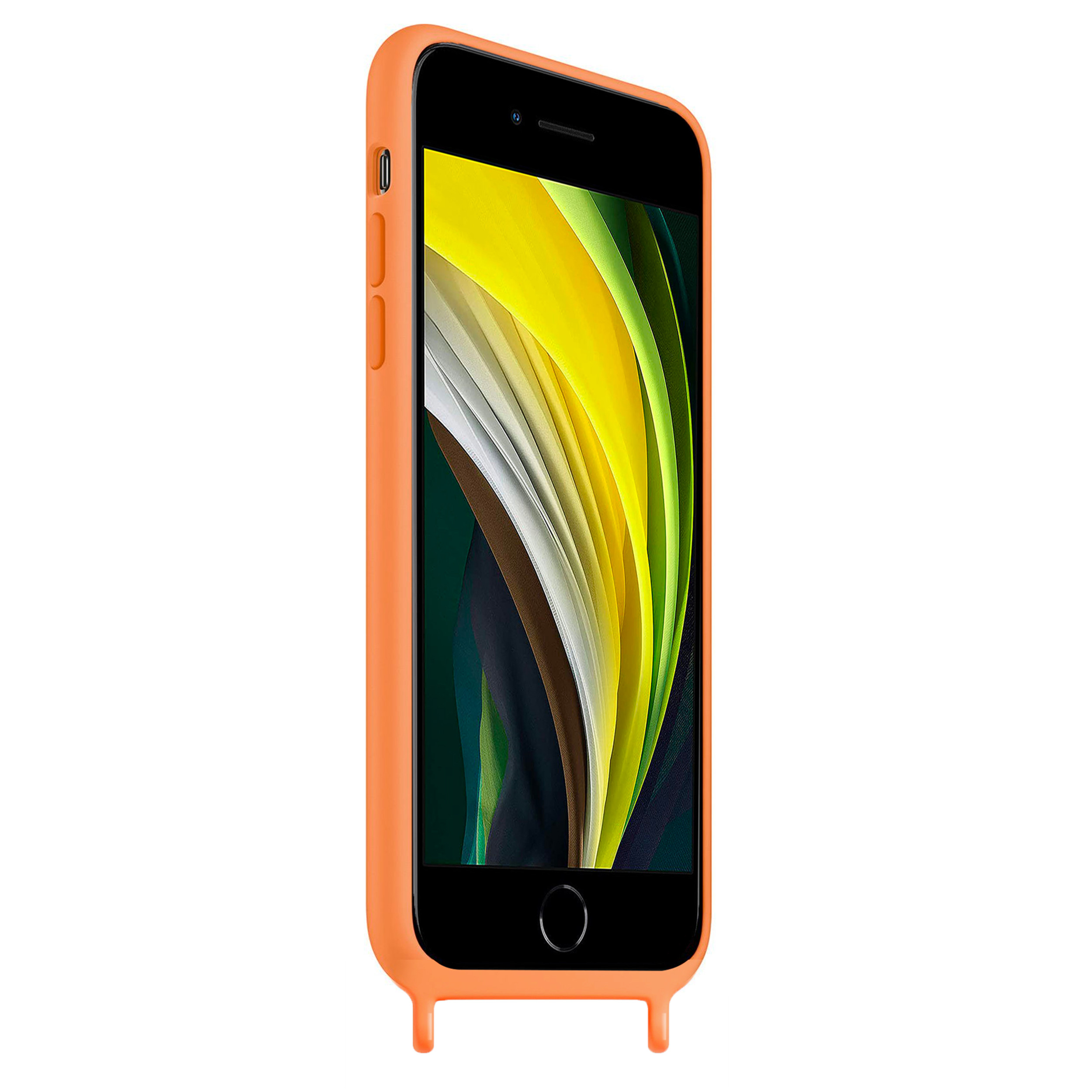Coque anneaux silicone liquide compatible iPhone 6/7/8/SE - Orange