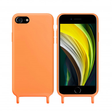 Coque anneaux silicone liquide compatible iPhone 6/7/8/SE - Orange