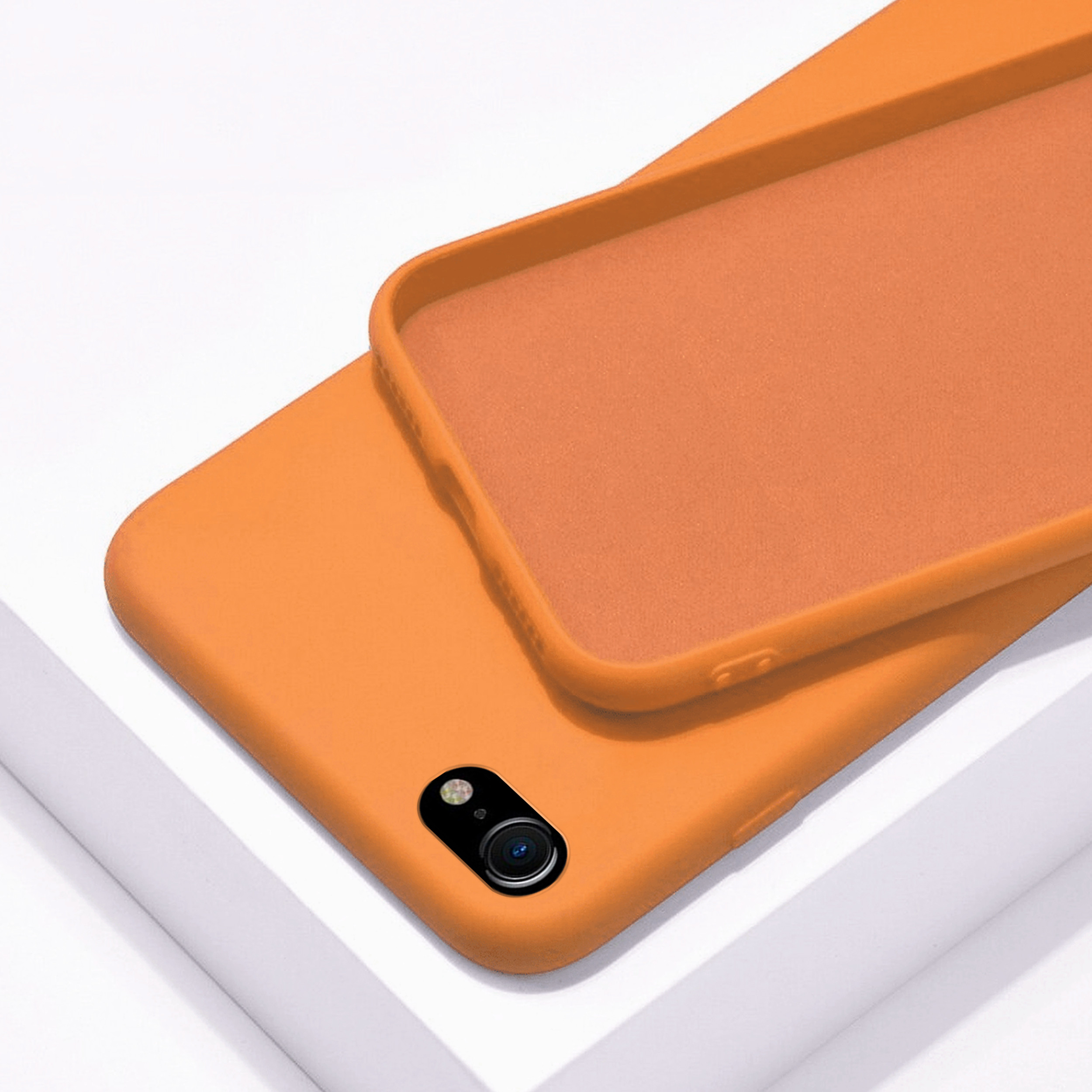 Coque anneaux silicone liquide compatible iPhone 6/7/8/SE - Orange