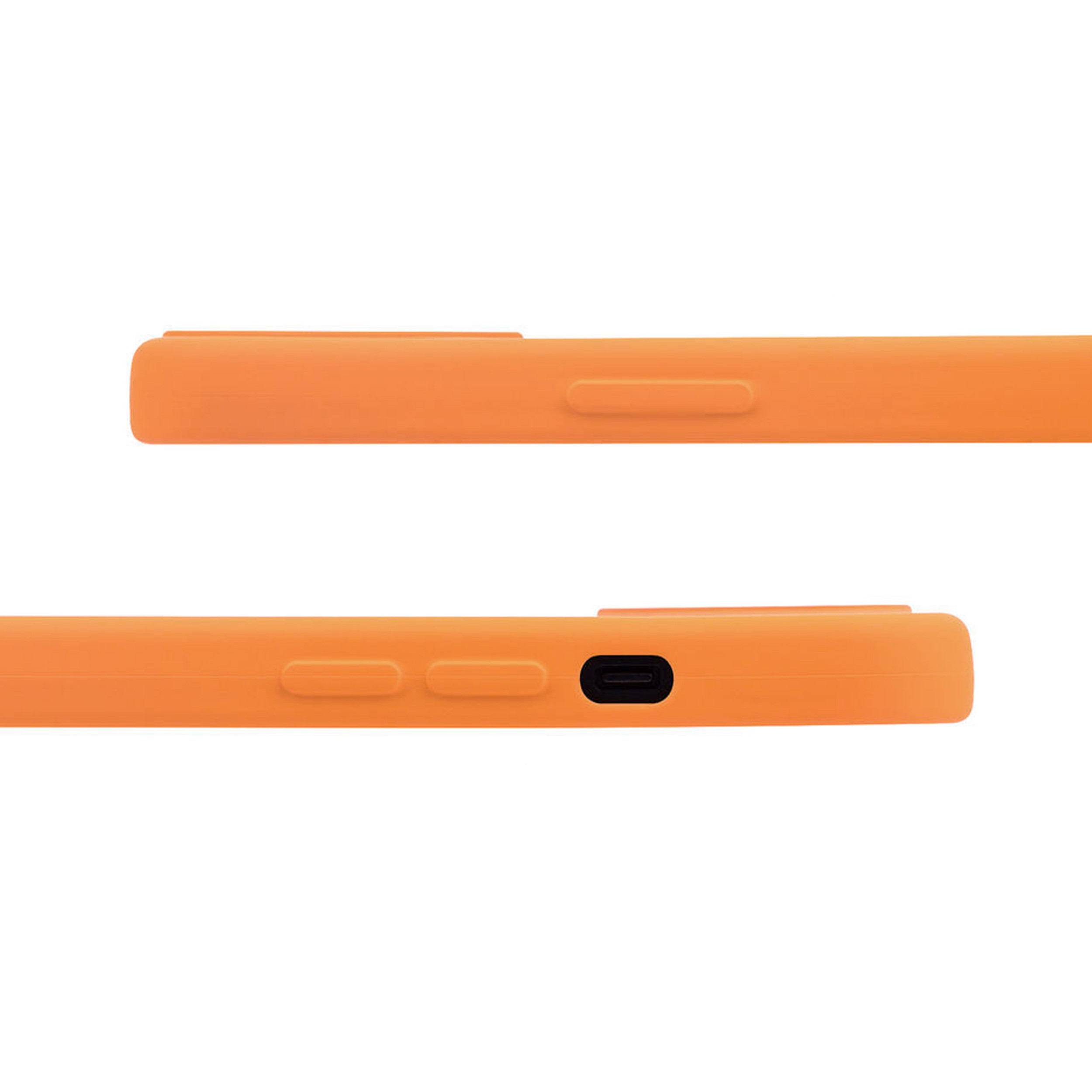 Coque anneaux silicone liquide compatible iPhone  11 - Orange