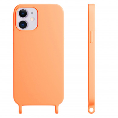 Coque anneaux silicone liquide compatible iPhone  11 - Orange