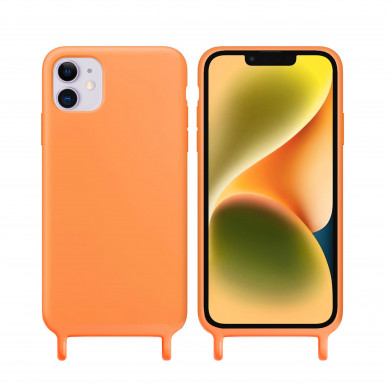 Coque anneaux silicone liquide compatible iPhone  11 - Orange