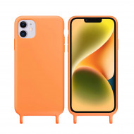 Coque anneaux silicone liquide compatible iPhone 12/12PRO - Orange