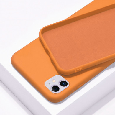 Coque anneaux silicone liquide compatible iPhone  11 - Orange