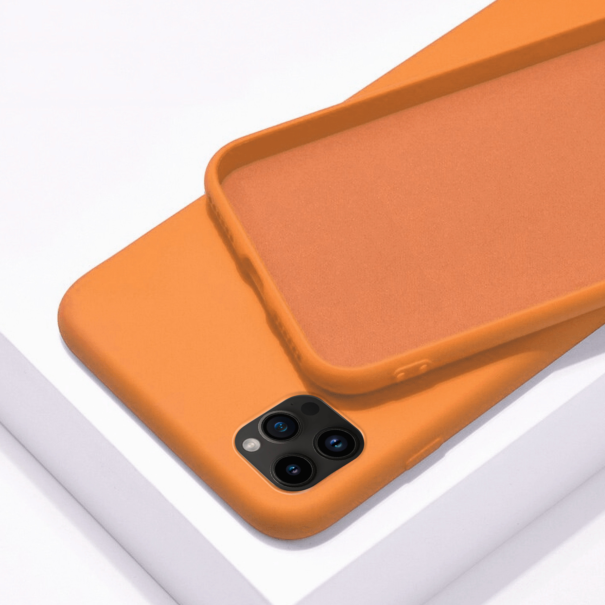 Coque anneaux silicone liquide compatible iPhone  14 PRO - Orange