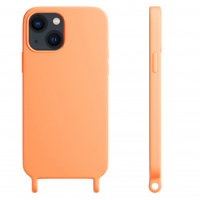 Coque anneaux silicone liquide compatible iPhone 14 Plus - Orange