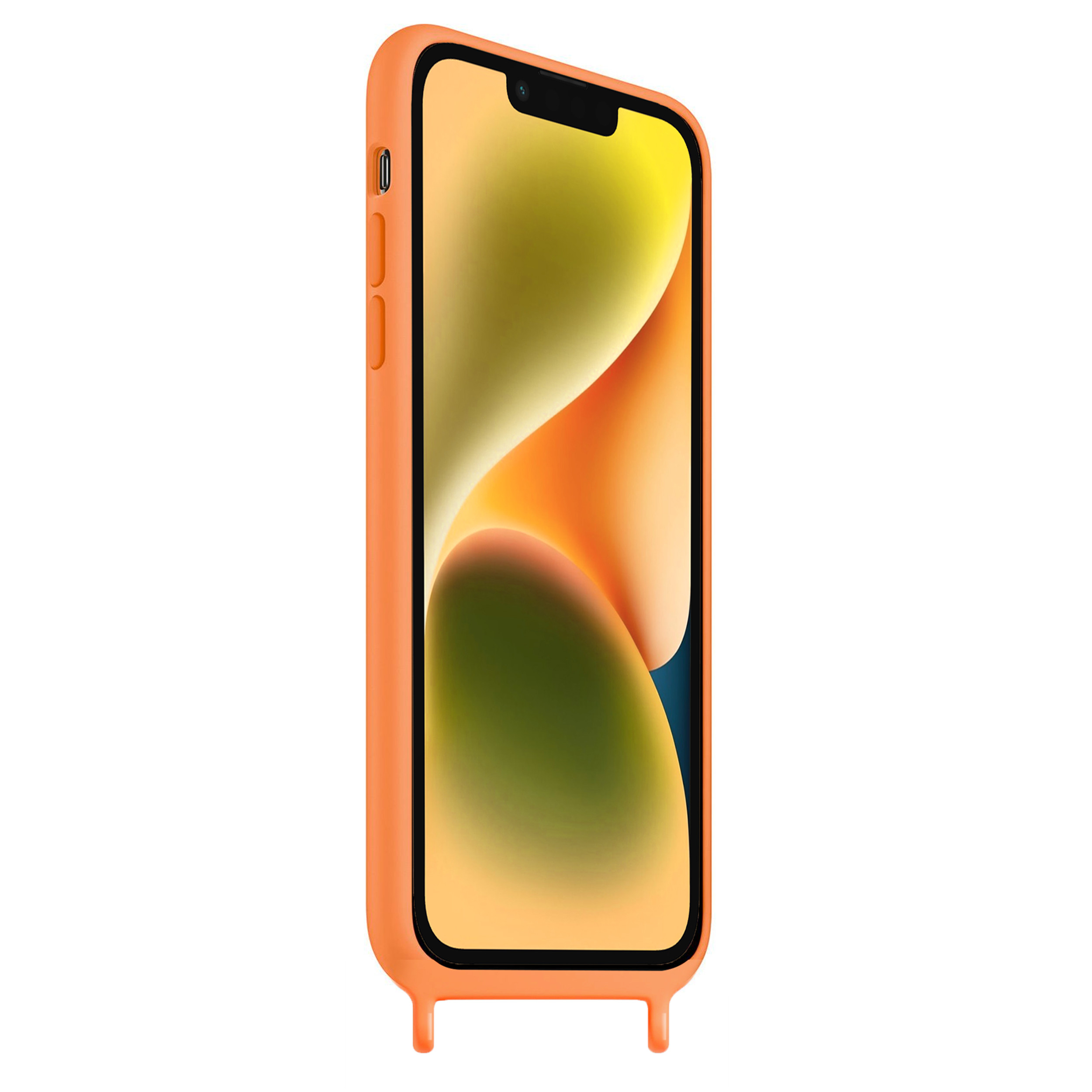 Coque anneaux silicone liquide compatible iPhone 14 PRO MAX - Orange