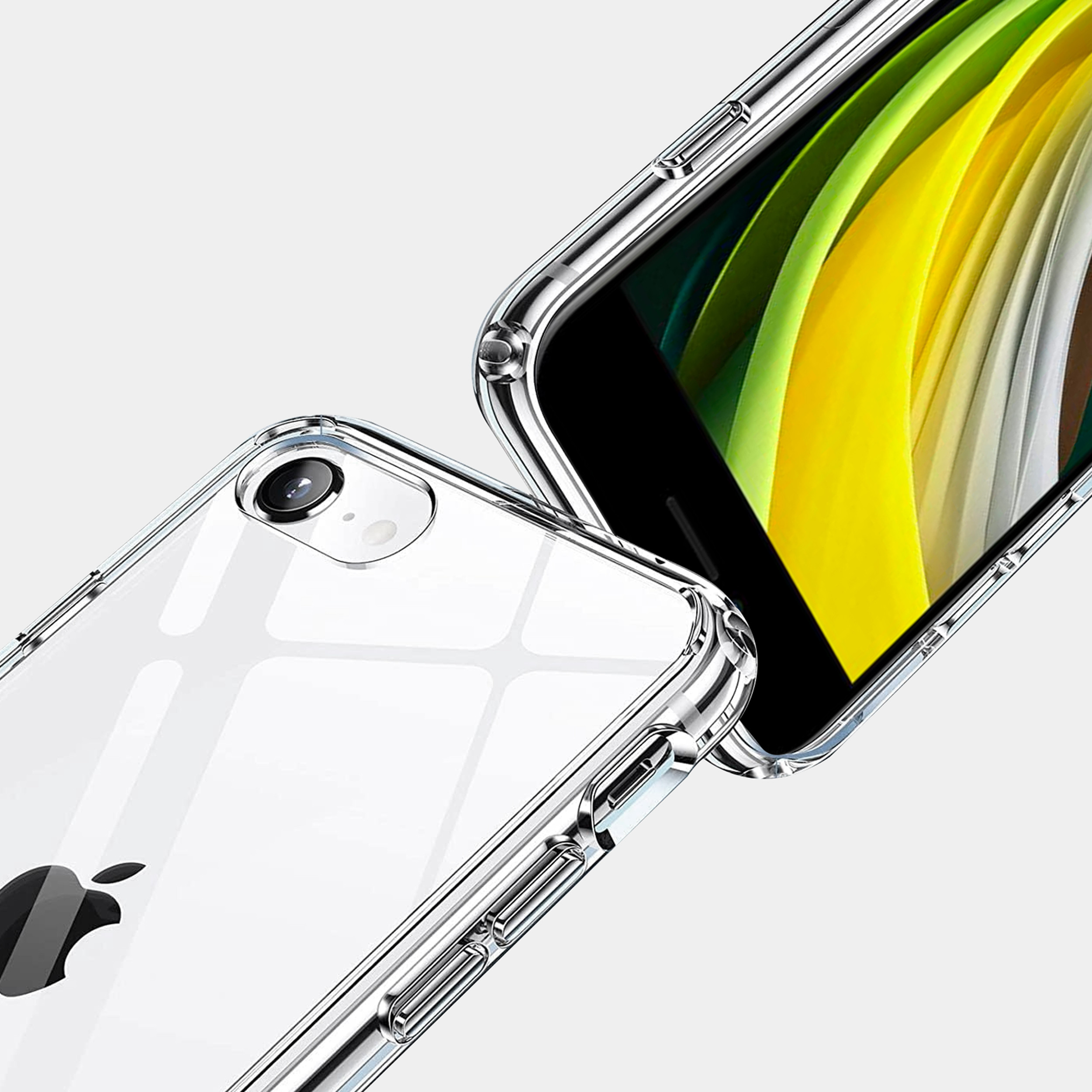 Coque anneaux silicone transparent compatible iPhone 6/7/8/SE/se2/se3