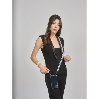 Chaîne perles 120cm Austin - Blanc translucide