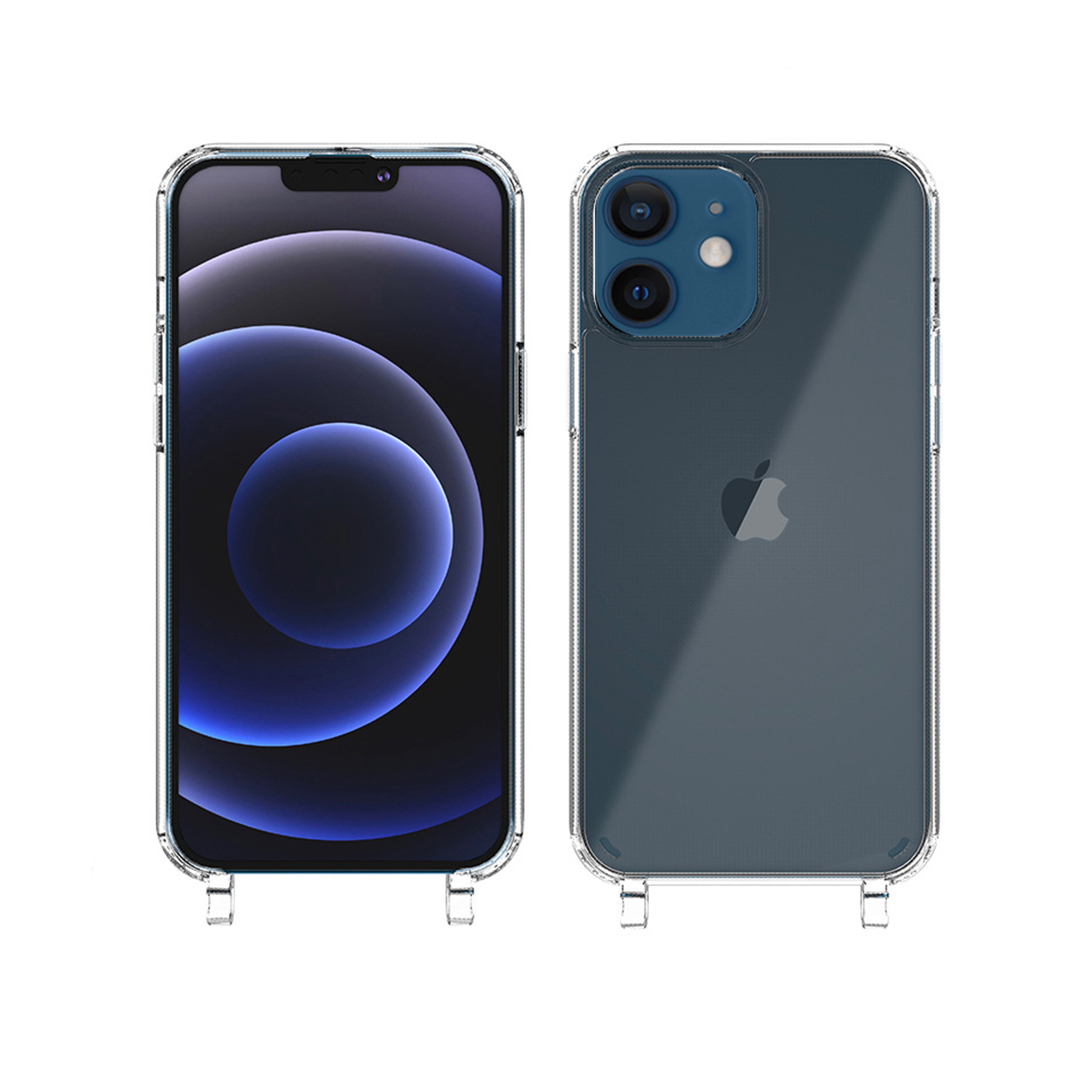 Coque anneaux silicone transparent compatible iPhone 12 mini