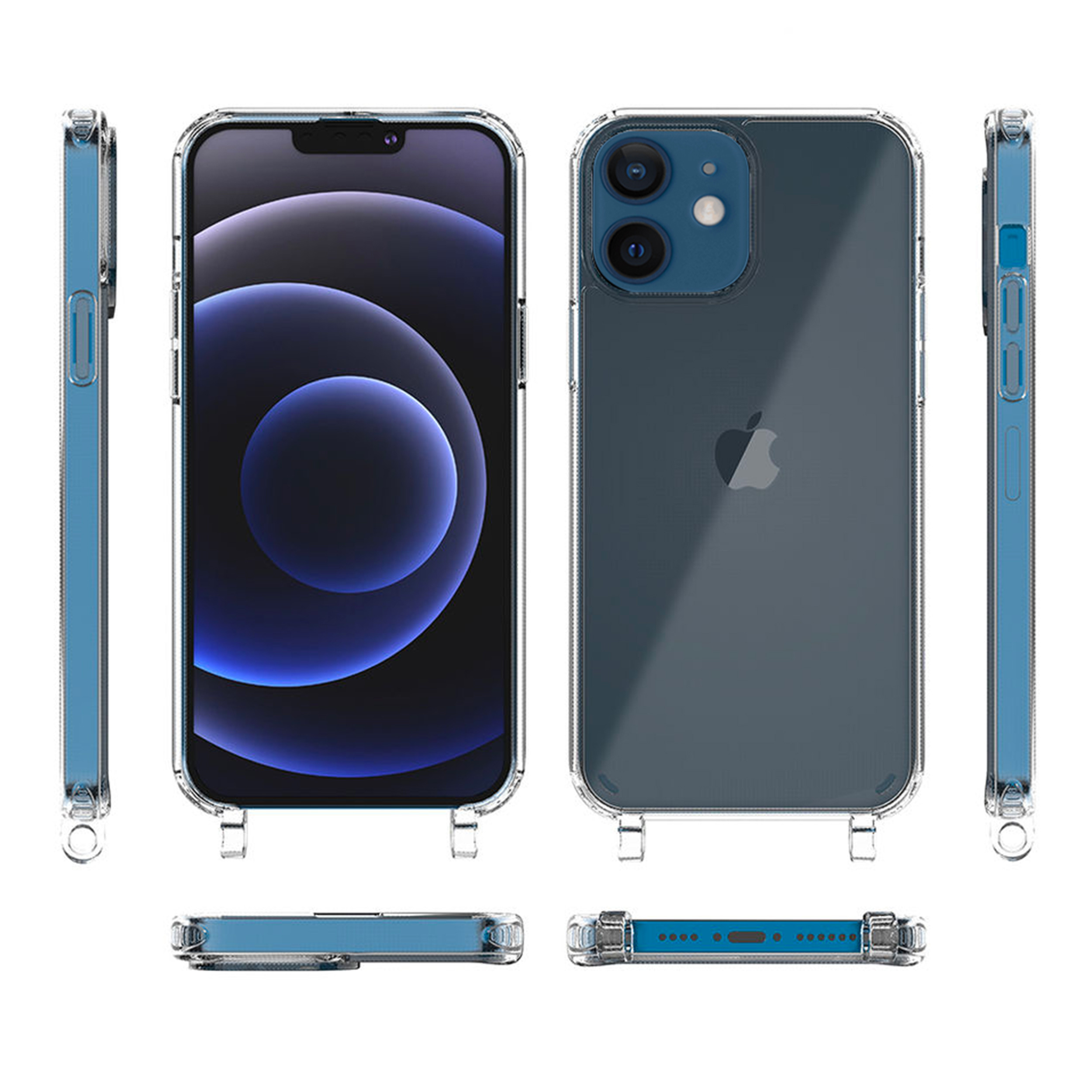 Coque anneaux silicone transparent compatible iPhone 12 mini