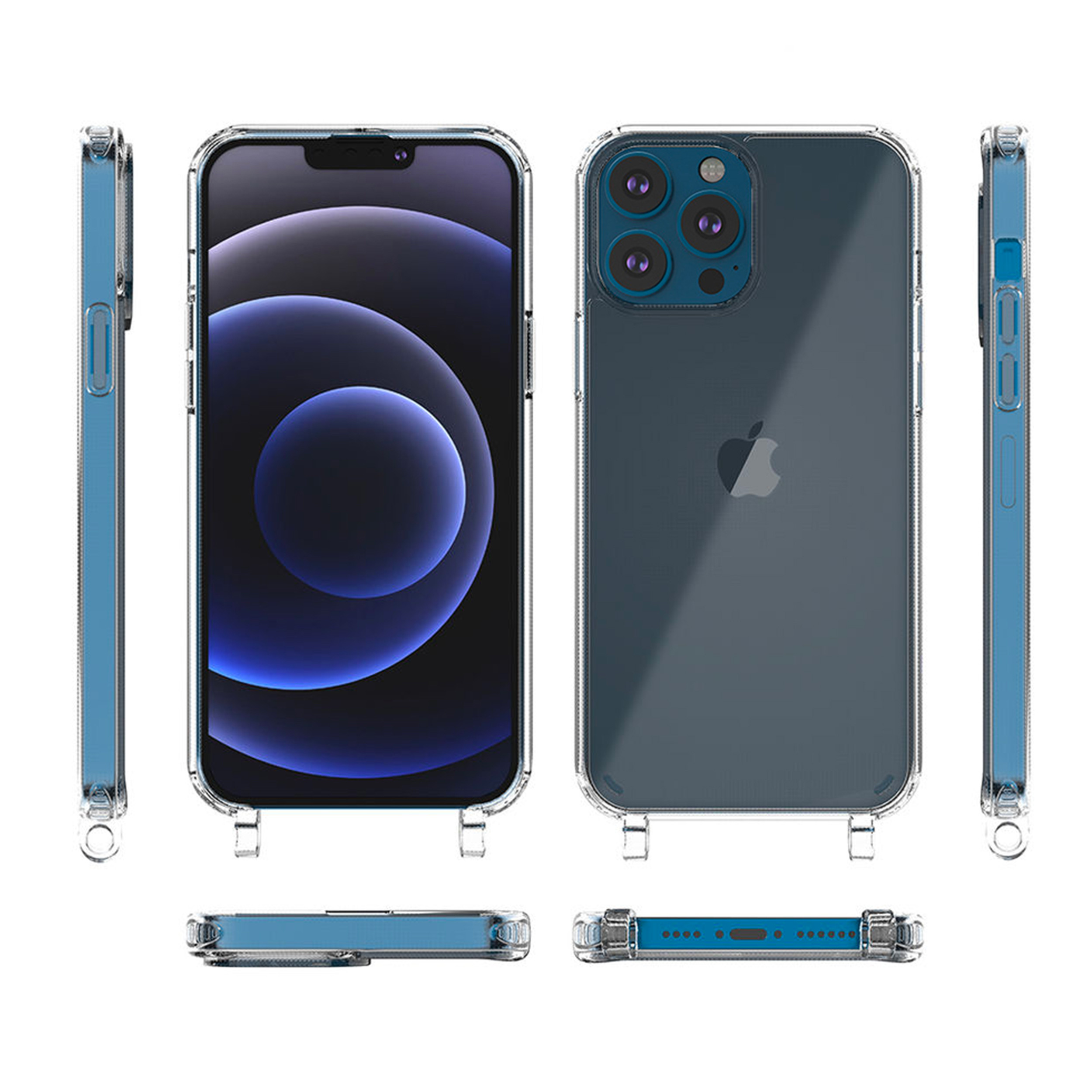 Coque anneaux silicone transparent compatible iPhone 12 pro max