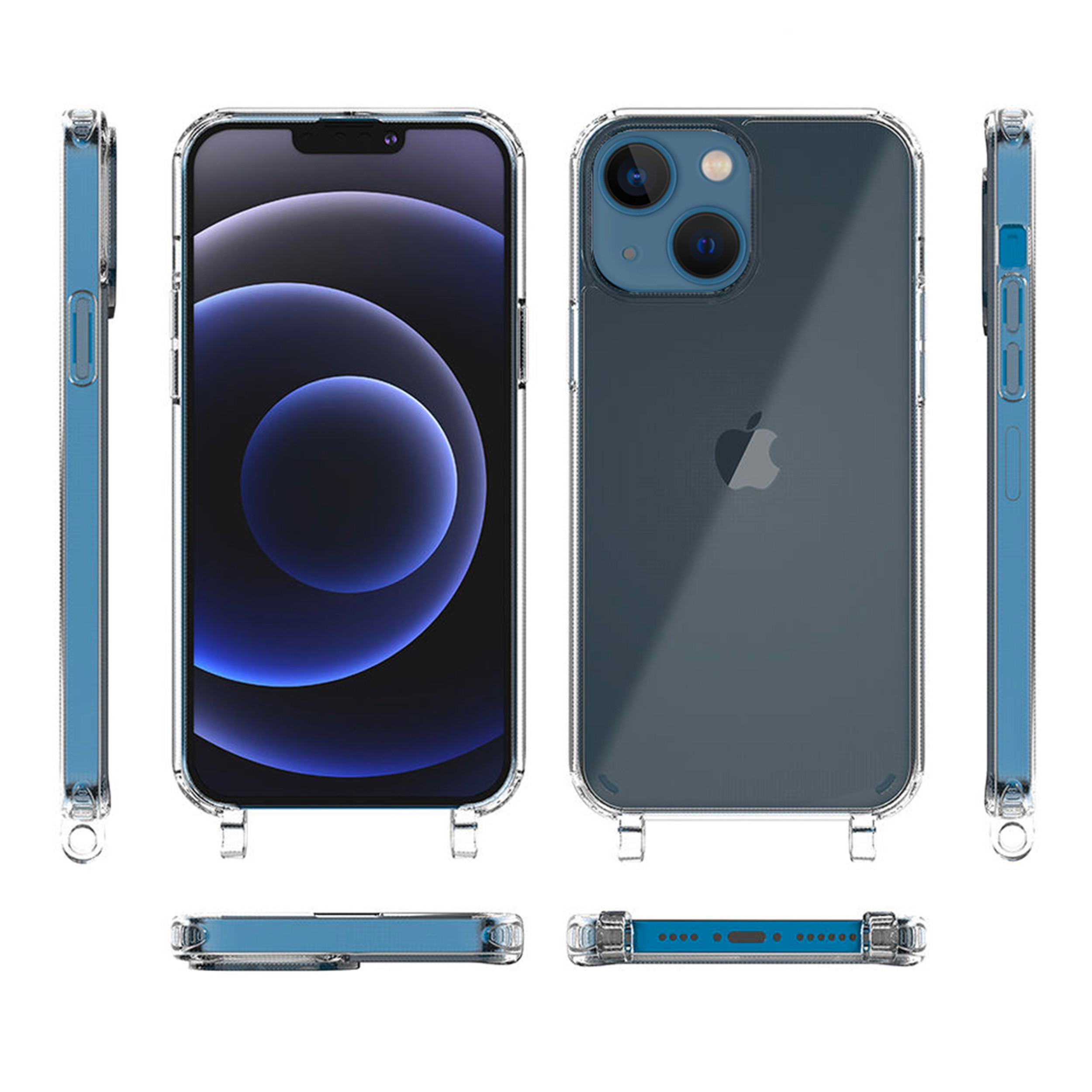 Coque anneaux silicone transparent compatible iPhone 13