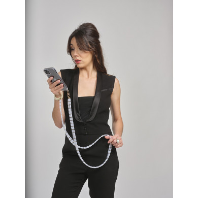 Chaîne perles 120cm Austin - Blanc translucide