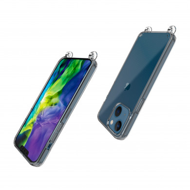 Coque anneaux silicone transparent compatible iPhone 14