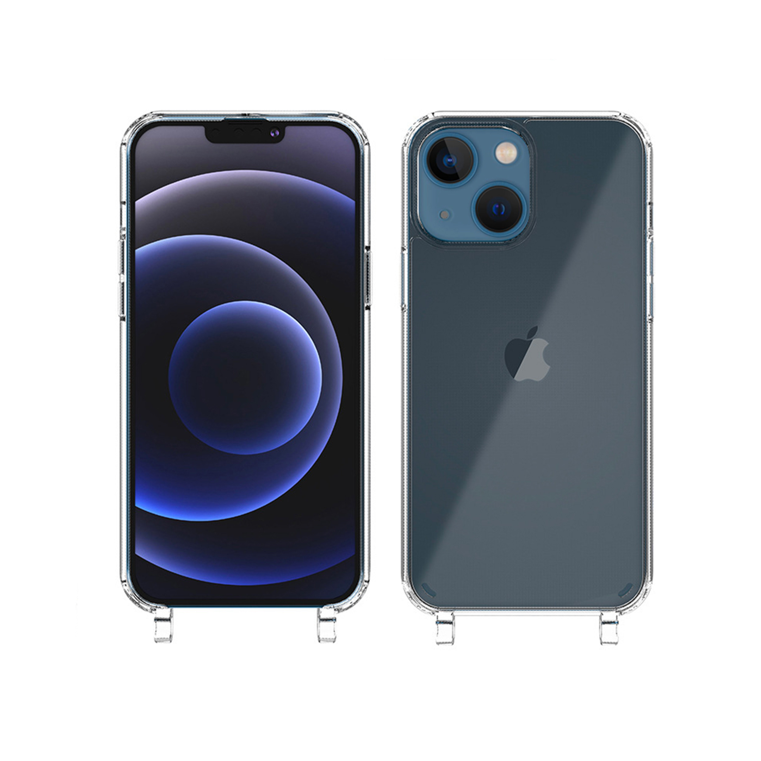 Coque anneaux silicone transparent compatible iPhone 14 Plus