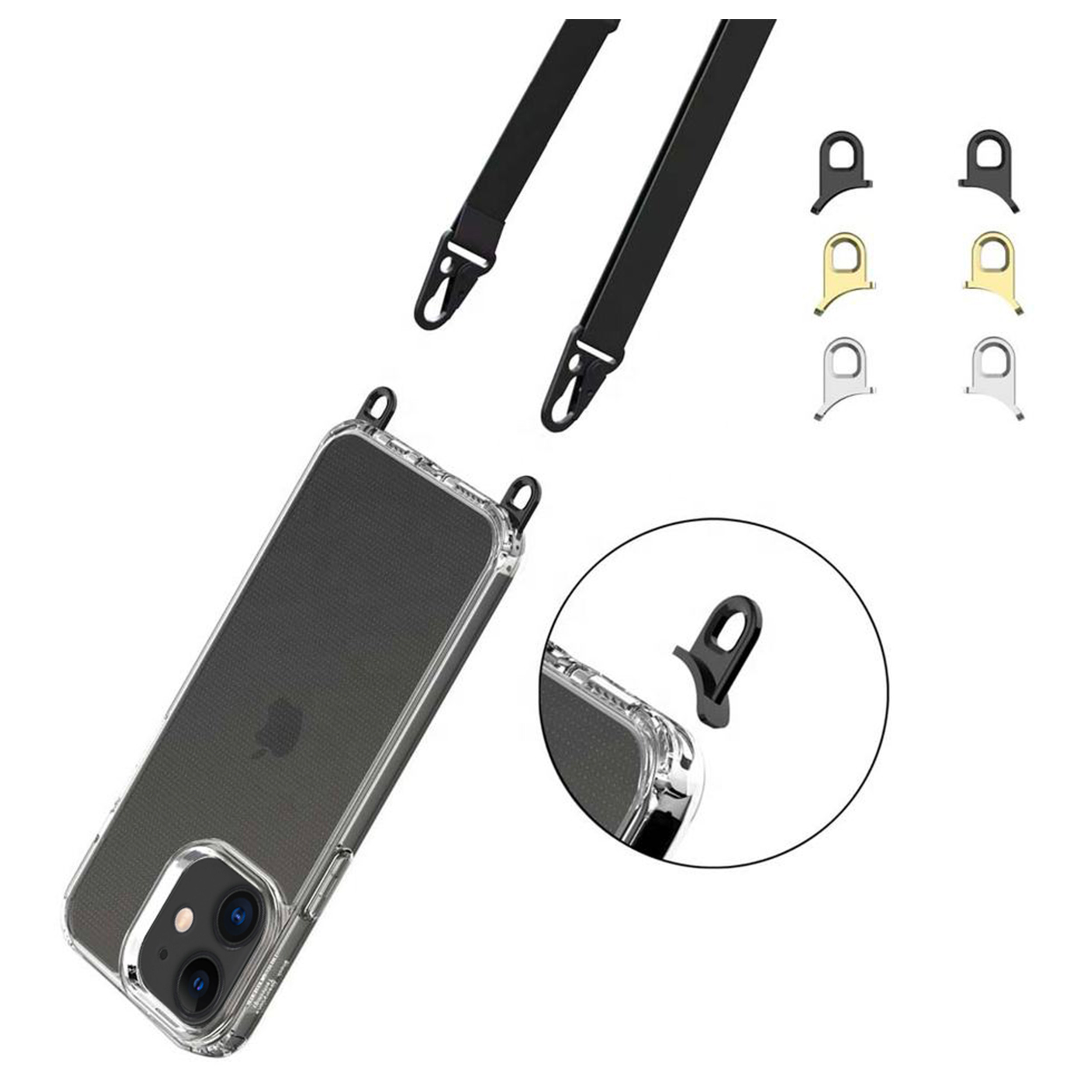 Coque silicone transparent avec anneaux amovible  compatible iPhone 11