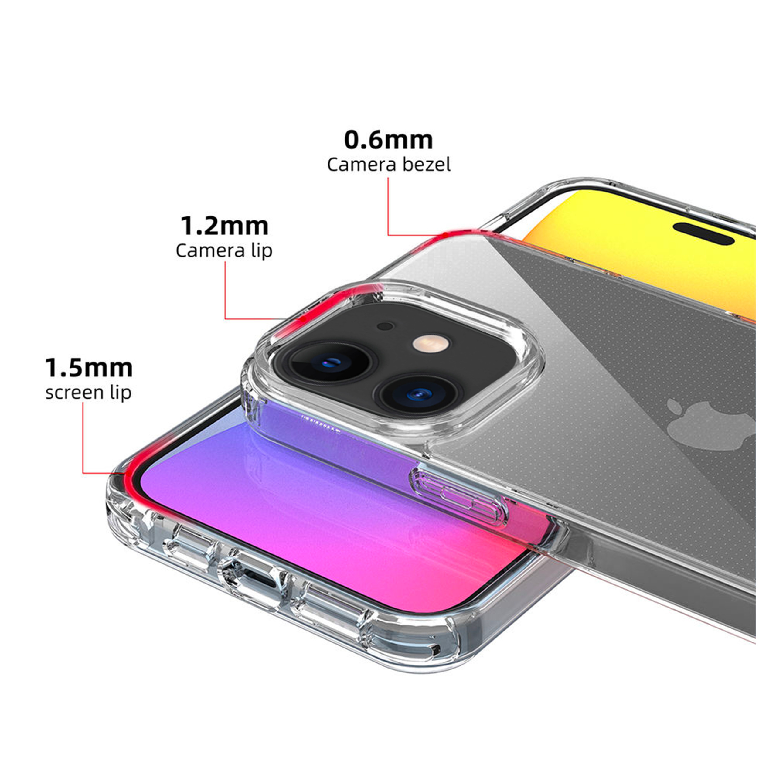 Coque silicone transparent avec anneaux amovible  compatible iPhone 11