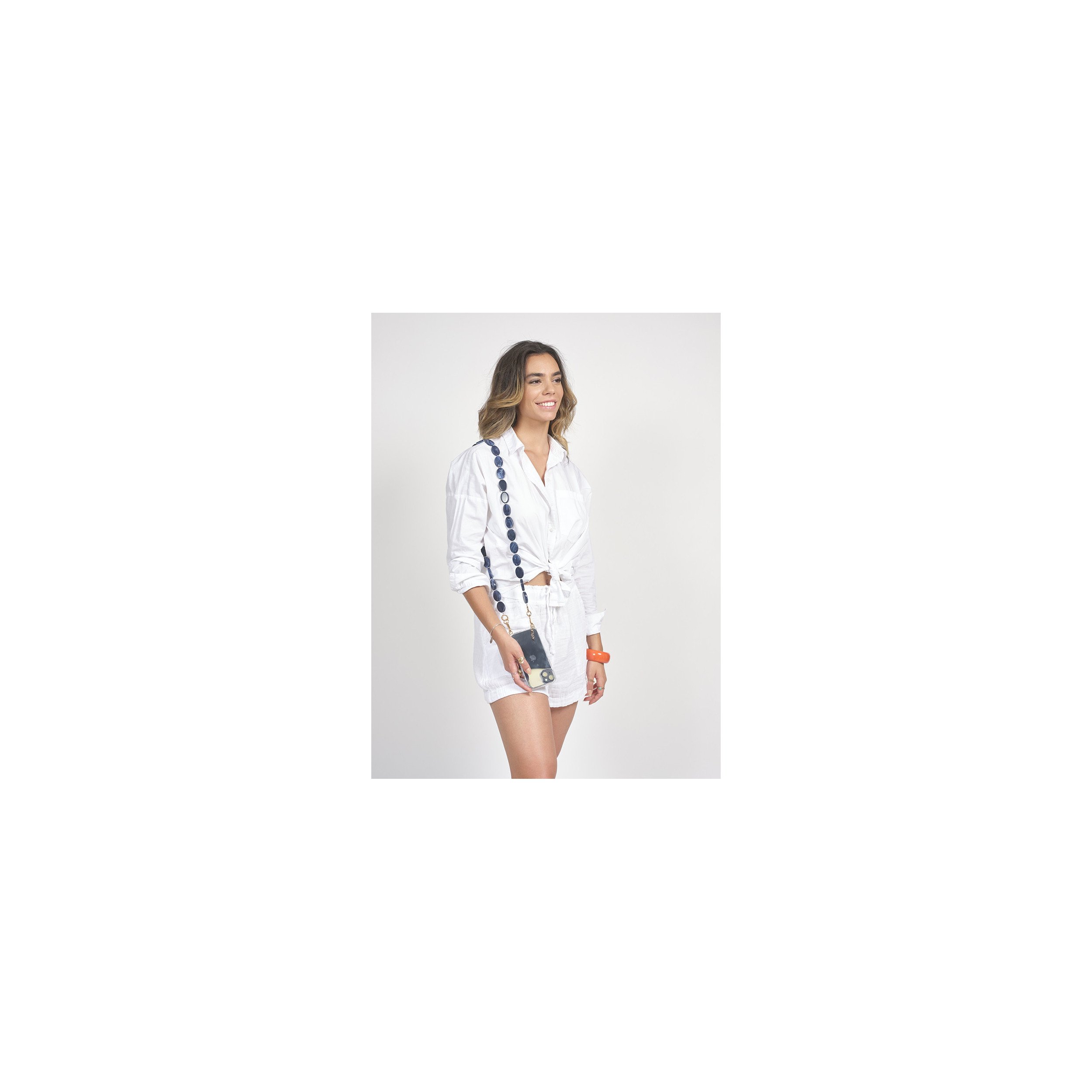 Chaîne perles M 120cm Vitoria - Bleu