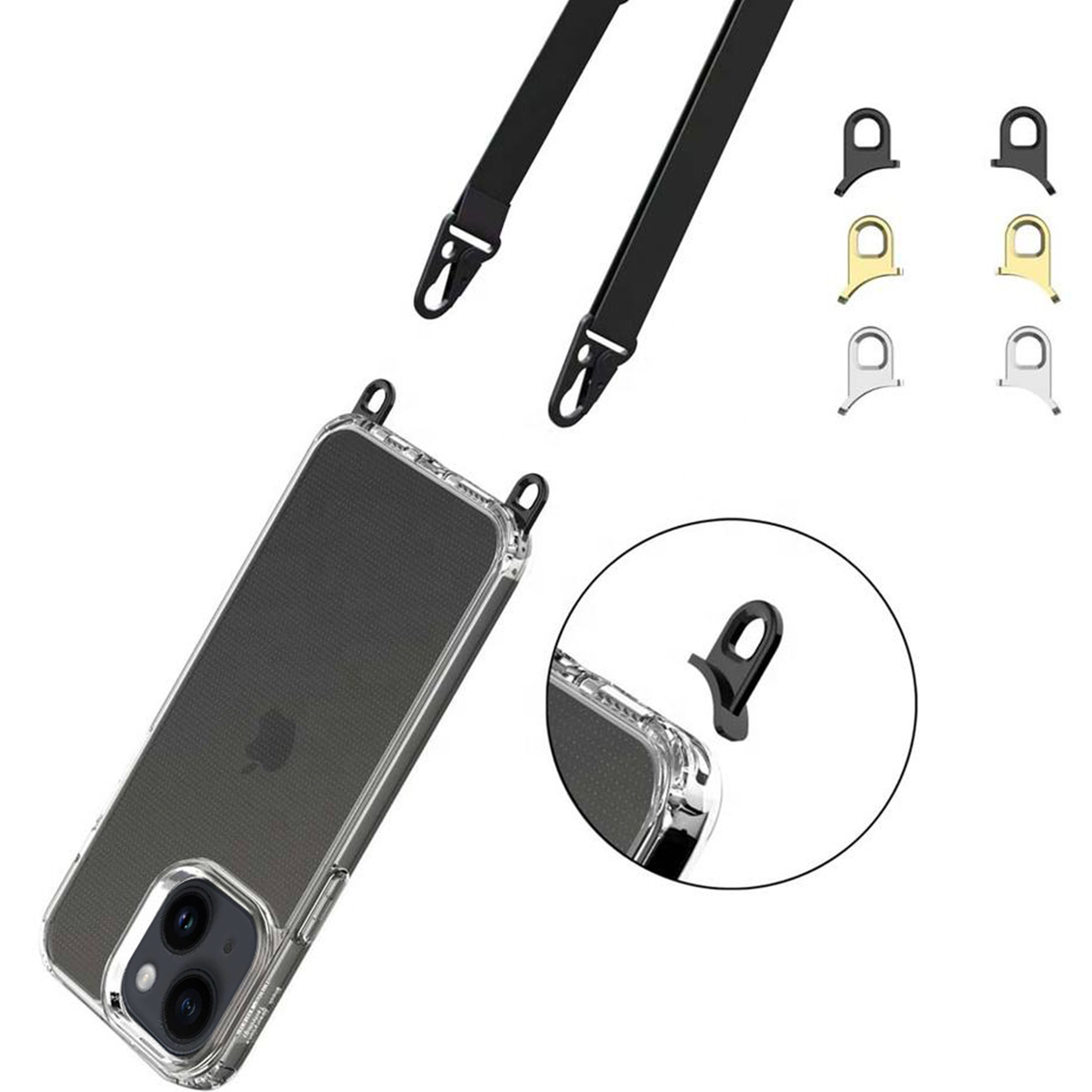 Coque silicone transparent avec anneaux amovible  compatible iPhone 13