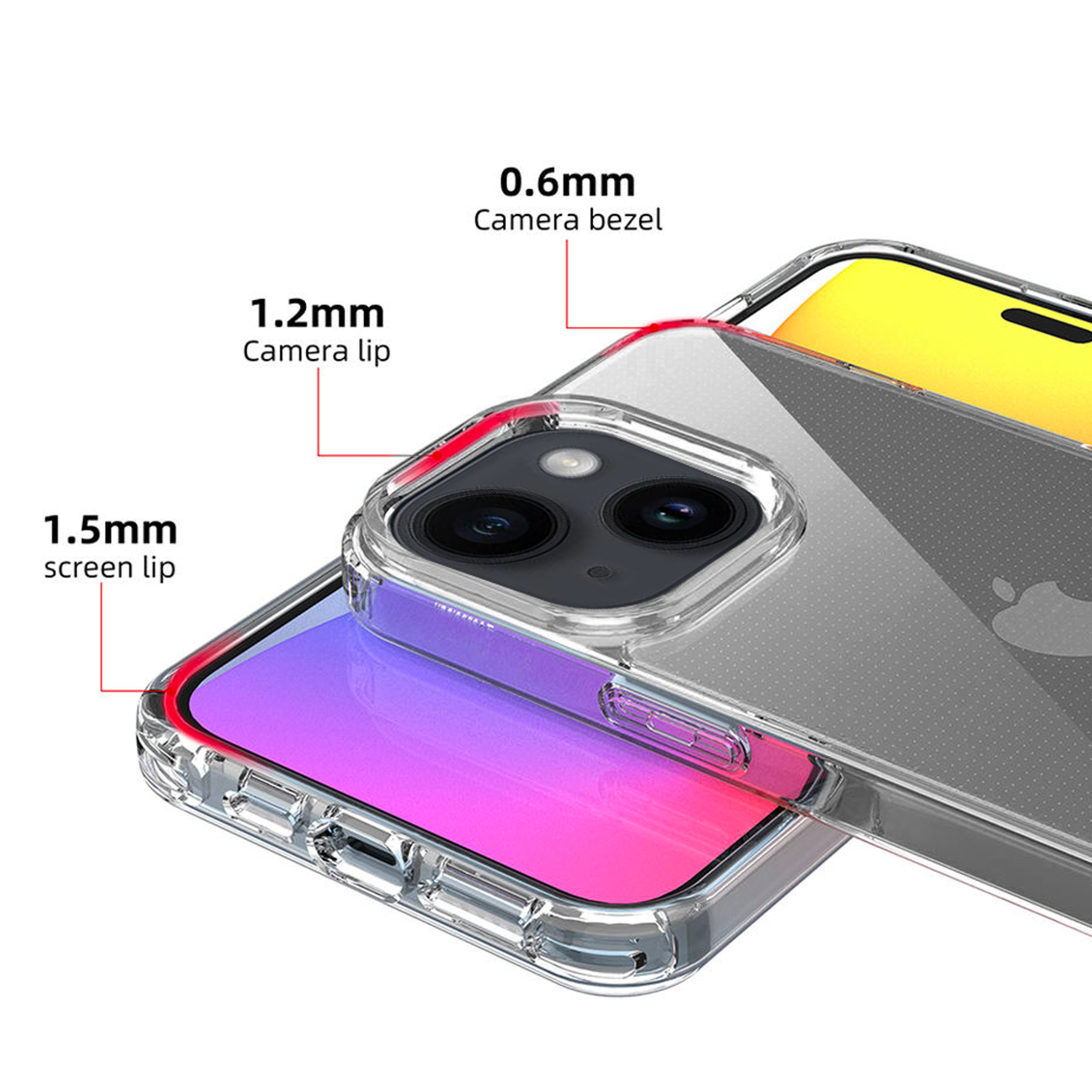 Coque silicone transparent avec anneaux amovible  compatible iPhone 13