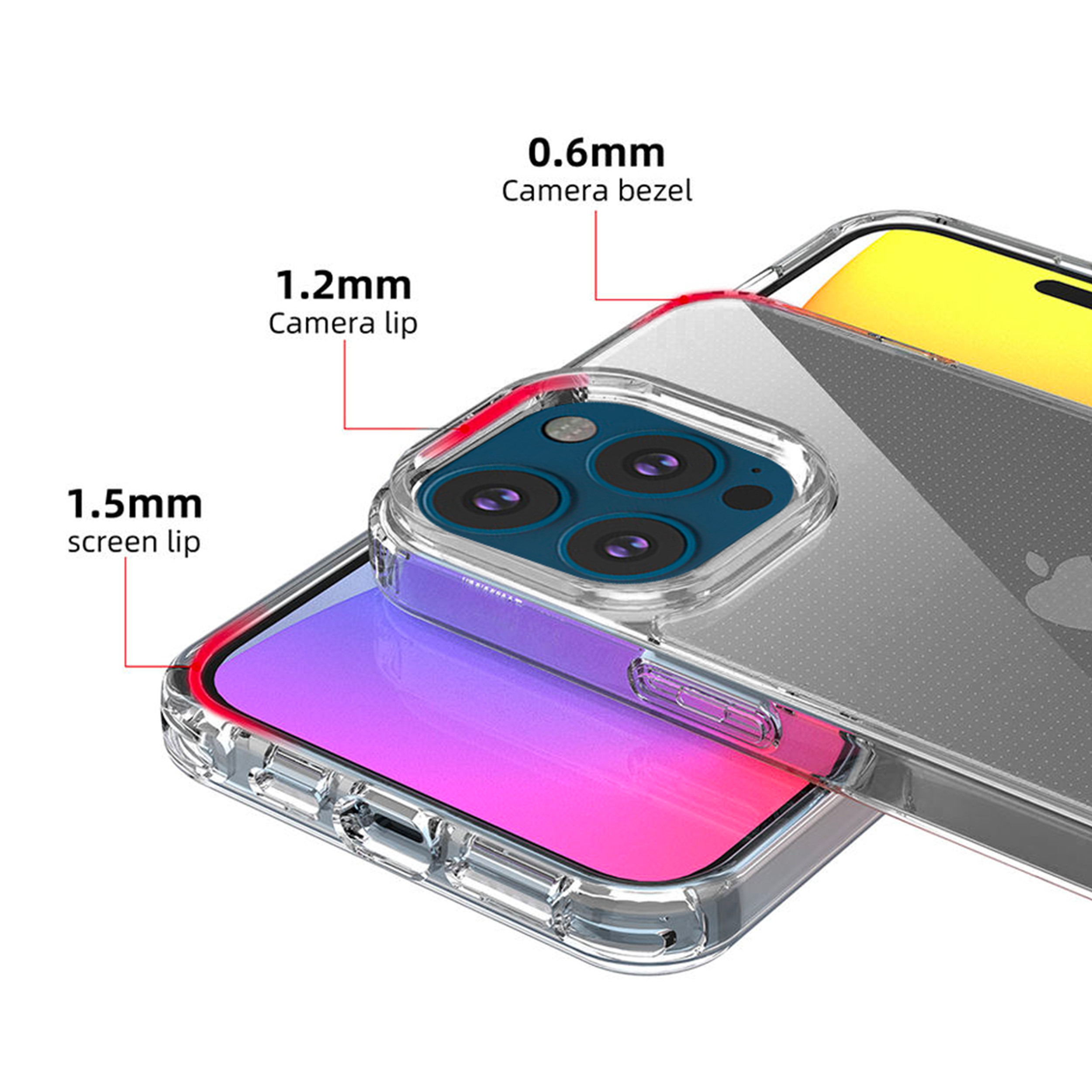 Coque silicone transparent avec anneaux amovible  compatible iPhone 13 Pro Max