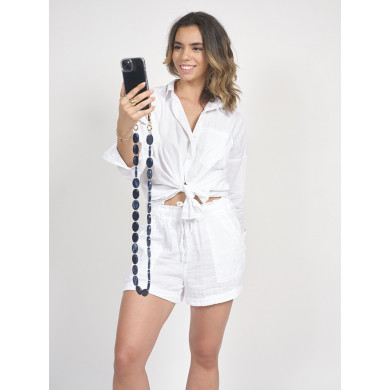 Chaîne perles M 120cm Vitoria - Bleu