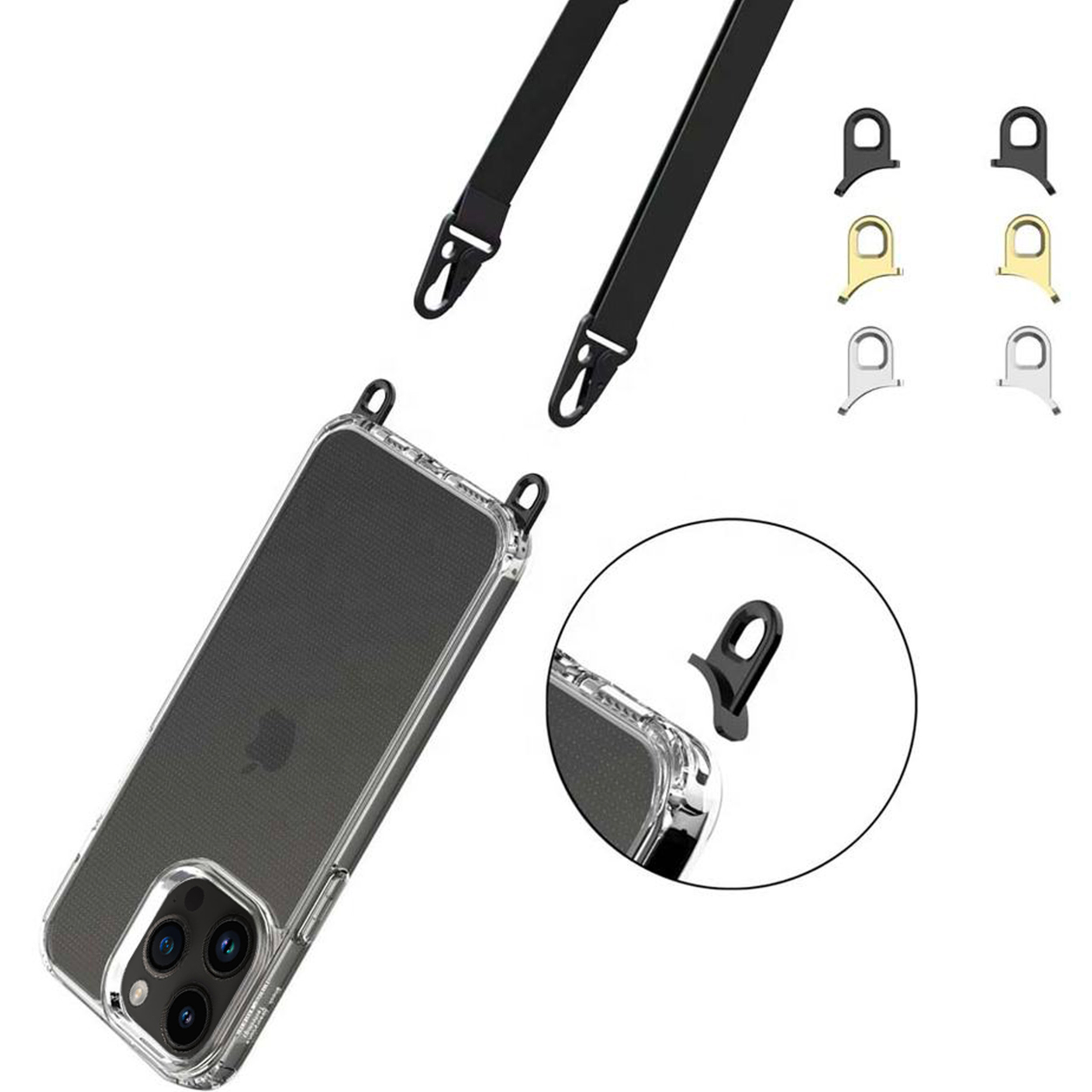 Coque silicone transparent avec anneaux amovible  compatible iPhone 14 Pro